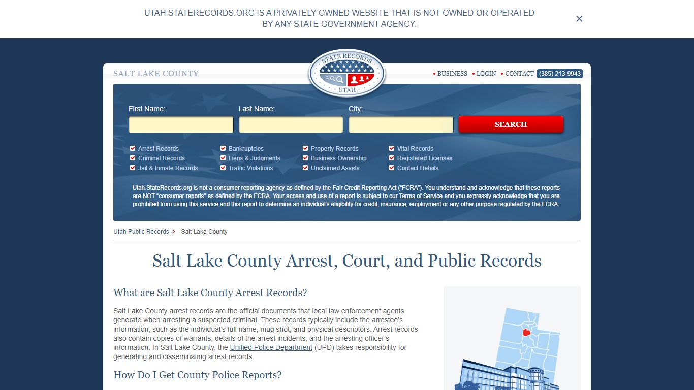 Salt Lake County Arrest, Court, and Public Records